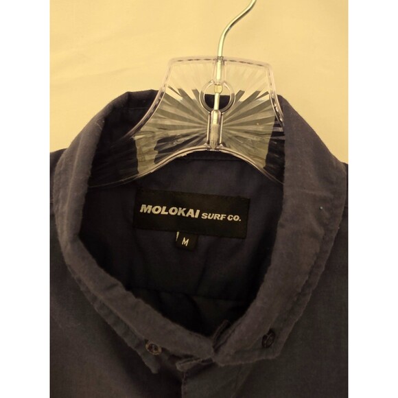 Molokai Surf Co. Solid Navy Blue Casual Button Down Short Sleeve Shirt M - Picture 2 of 7